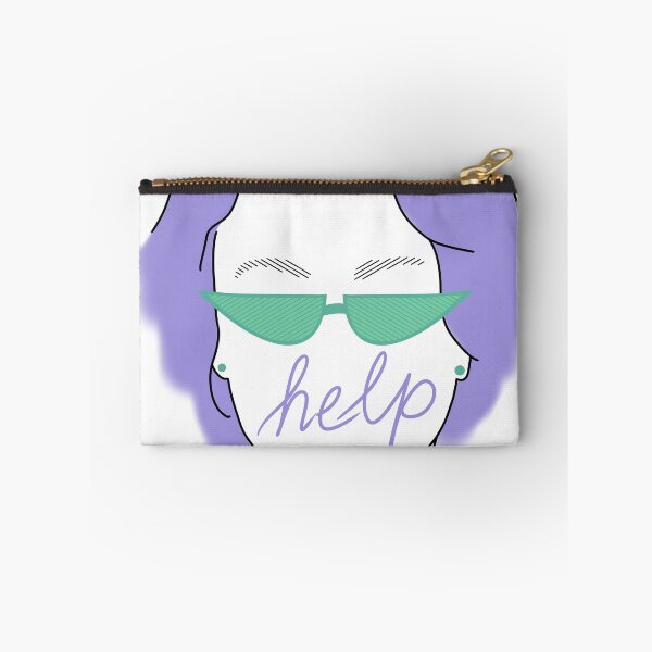 Item preview, Retro Purple Lady with Mint Green Sunglasses and Handwritten Help designed and sold by marie-inks.