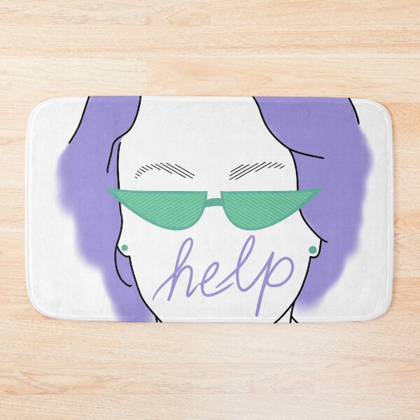 Item preview, Retro Purple Lady with Mint Green Sunglasses and Handwritten Help designed and sold by marie-inks.