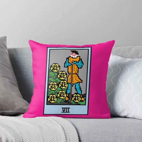 Item preview, Wait, is this pixel art tarot? Pink - Minor Arcana 'Seven of Pentacles' (Design for T-shirt, stickers and other accessories) designed and sold by Pixel Waite.
