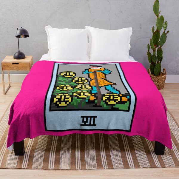 Item preview, Wait, is this pixel art tarot? Pink - Minor Arcana 'Seven of Pentacles' (Design for T-shirt, stickers and other accessories) designed and sold by Pixel Waite.