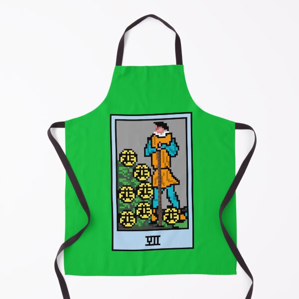 Item preview, Wait, is this pixel art tarot? Green - Minor Arcana 'Seven of Pentacles' (Design for T-shirt, stickers and other accessories) designed and sold by Pixel Waite.