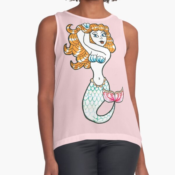 Camiseta de Disney con cuello en V para mujer, diseño de la Sirenita Ariel  Born From The Waves