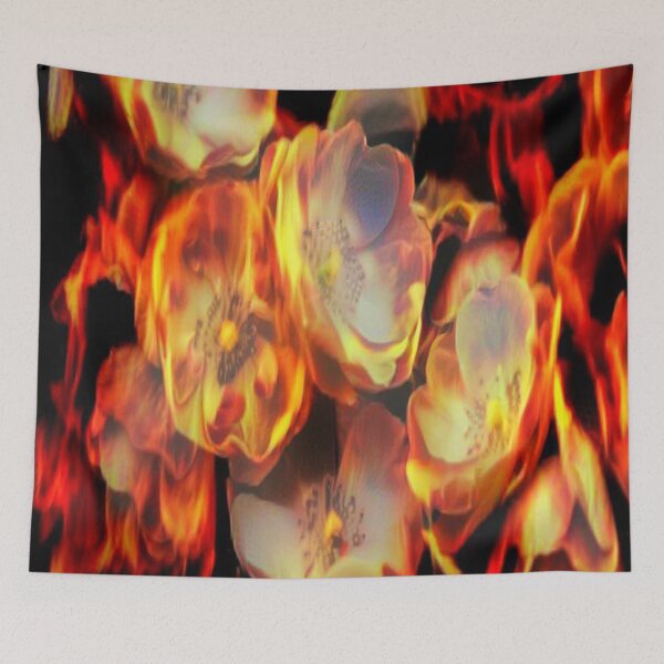 Item preview, FLOWERS ON FIRE. FLOWER ART WITH A FIRE BACKGROUND designed and sold by Artistree.