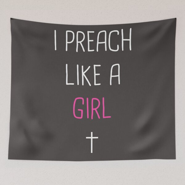 Item preview, I Preach Like A Girl Cute Pastor Design Essential, Personalized Unisex, Youth, Trending Now designed and sold by StefaniyaStore.