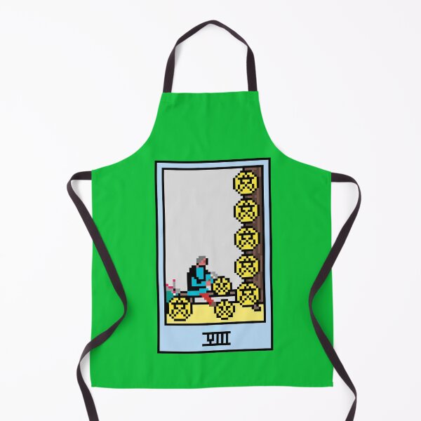 Item preview, Wait, is this pixel art tarot? Green - Minor Arcana 'Eight of Pentacles' (Design for T-shirt, stickers and other accessories) designed and sold by Pixel Waite.