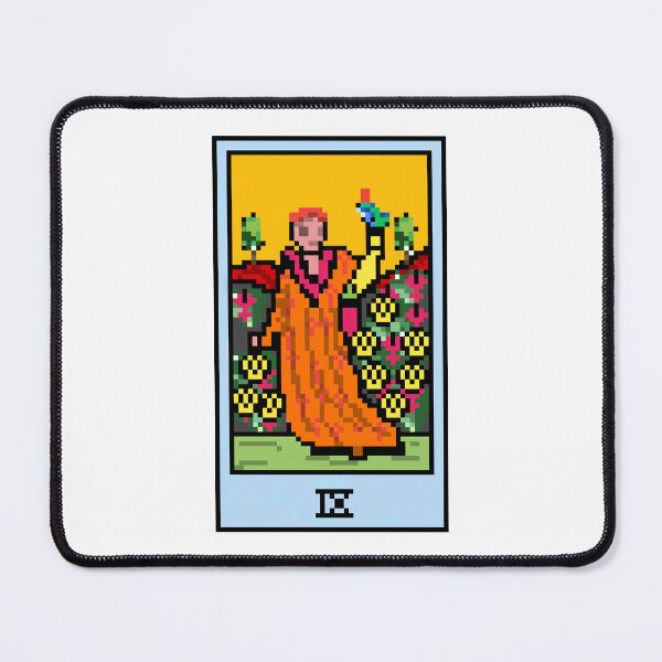 Item preview, Wait, is this pixel art tarot? White - Minor Arcana 'Nine of Pentacles' (Design for T-shirt, stickers and other accessories) designed and sold by Pixel Waite.