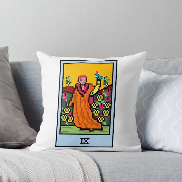Item preview, Wait, is this pixel art tarot? White - Minor Arcana 'Nine of Pentacles' (Design for T-shirt, stickers and other accessories) designed and sold by Pixel Waite.