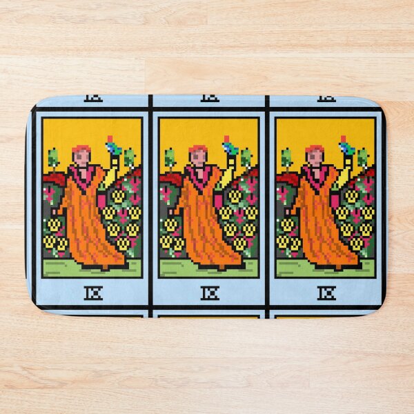 Item preview, Wait, is this pixel art tarot? White - Minor Arcana 'Nine of Pentacles' (Design for T-shirt, stickers and other accessories) designed and sold by Pixel Waite.