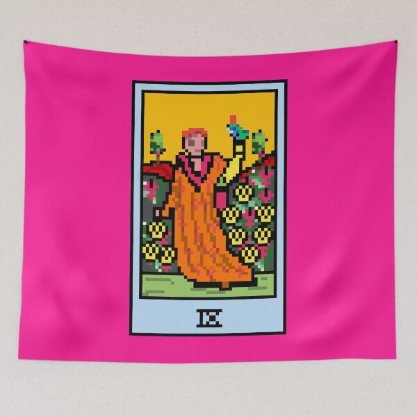 Item preview, Wait, is this pixel art tarot? Pink - Minor Arcana 'Nine of Pentacles' (Design for T-shirt, stickers and other accessories) designed and sold by Pixel Waite.