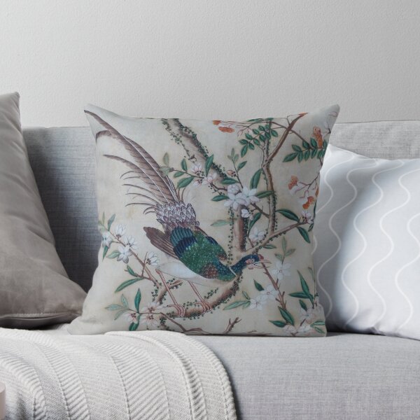 Antique Chinoiserie with Bird Throw Pillow