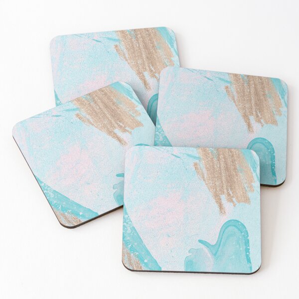 Item preview, Pastel Turquoise Colored Abstract Patterns with Gold Accents designed and sold by TeeBeesDesign.