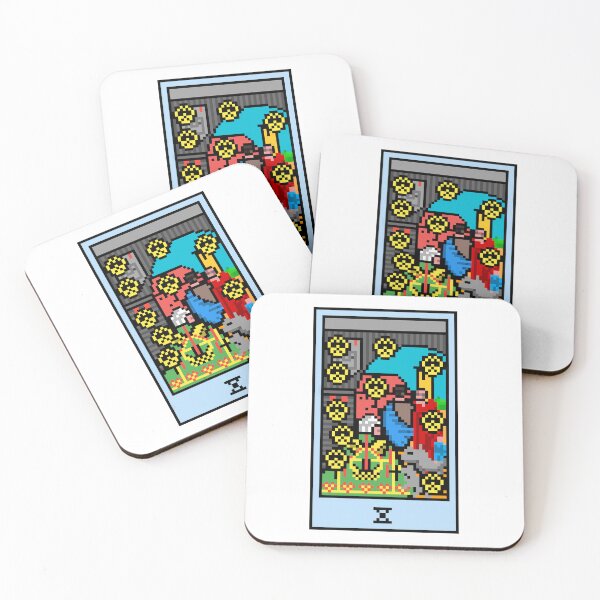Item preview, Wait, is this pixel art tarot? White - Minor Arcana 'Ten of Pentacles' (Design for T-shirt, stickers and other accessories) designed and sold by Pixel Waite.