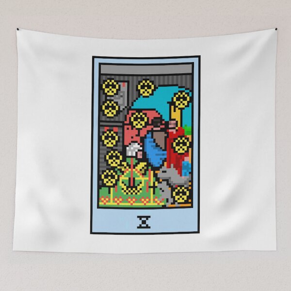 Item preview, Wait, is this pixel art tarot? White - Minor Arcana 'Ten of Pentacles' (Design for T-shirt, stickers and other accessories) designed and sold by Pixel Waite.