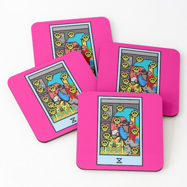 Item preview, Wait, is this pixel art tarot? Pink - Minor Arcana 'Ten of Pentacles' (Design for T-shirt, stickers and other accessories) designed and sold by Pixel Waite.