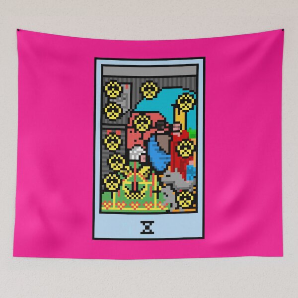 Item preview, Wait, is this pixel art tarot? Pink - Minor Arcana 'Ten of Pentacles' (Design for T-shirt, stickers and other accessories) designed and sold by Pixel Waite.