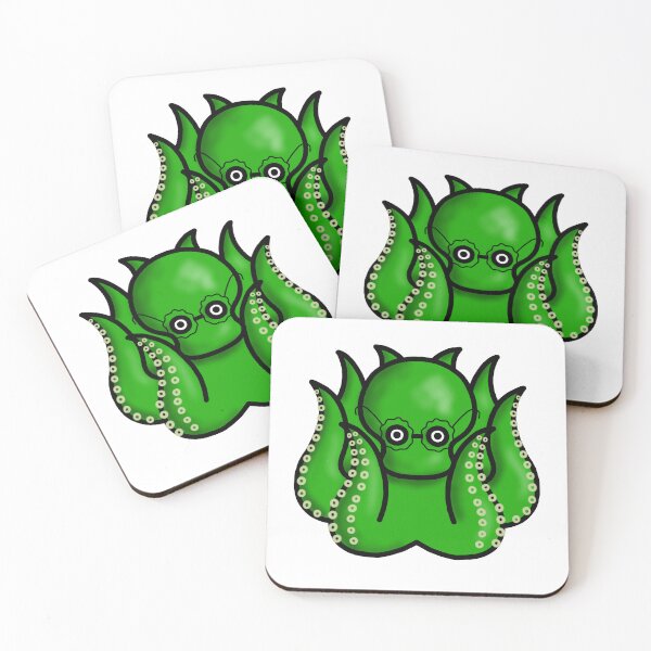 Item preview, green octopus with glasses designed and sold by octo-PS.