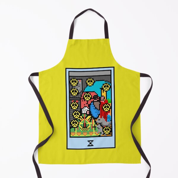 Item preview, Wait, is this pixel art tarot? Yellow - Minor Arcana 'Ten of Pentacles' (Design for T-shirt, stickers and other accessories) designed and sold by Pixel Waite.