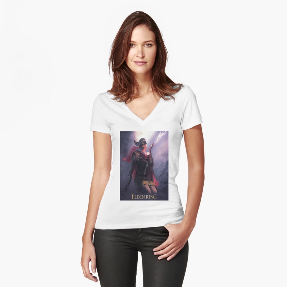 Vista previa del artículo con la obra «Camiseta entallada de cuello en V», diseñado y vendido por GenevieBetynFry.