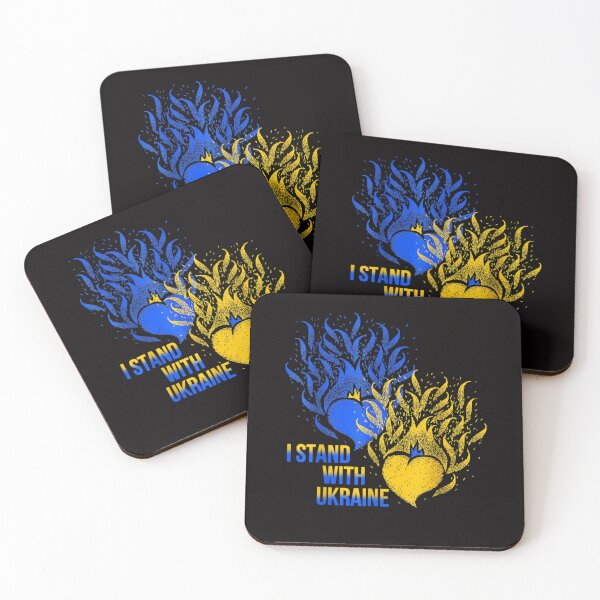 Item preview, Ukraine Supporter Flag Color Blue Yellow Fire Hearts designed and sold by LauraNeyJr.