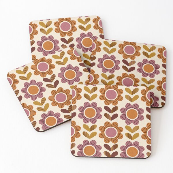 Item preview, Retro Zinnia Flowers Pattern designed and sold by DeKoro.