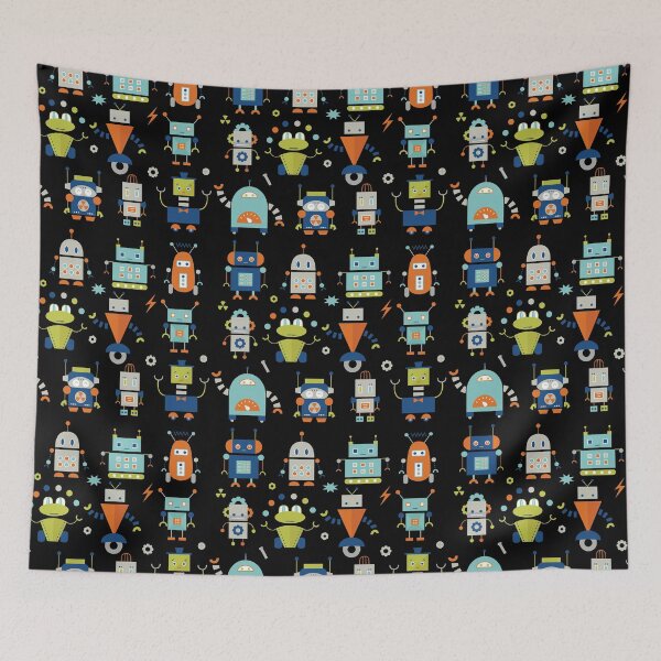 Item preview, Robots Pattern Black designed and sold by StudioShine.
