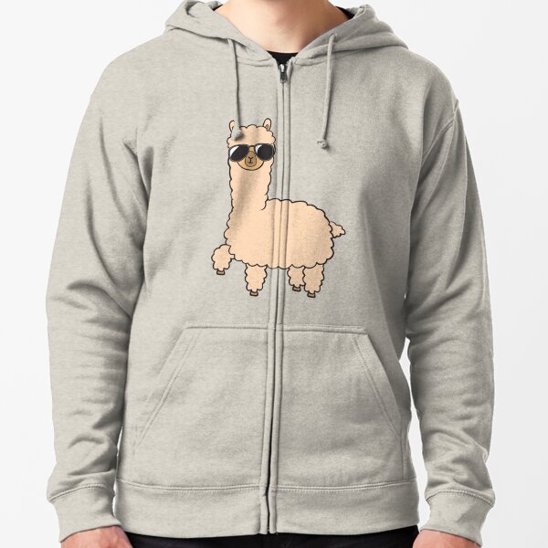Cool alpaca with sunglasses Zipped Hoodie