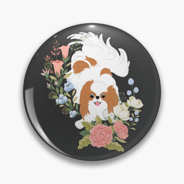 Item preview, Red White Japanese Chin and Flowers designed and sold by Lulupainting.