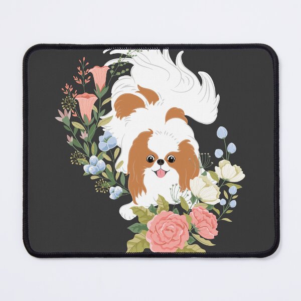 Item preview, Red White Japanese Chin and Flowers designed and sold by Lulupainting.