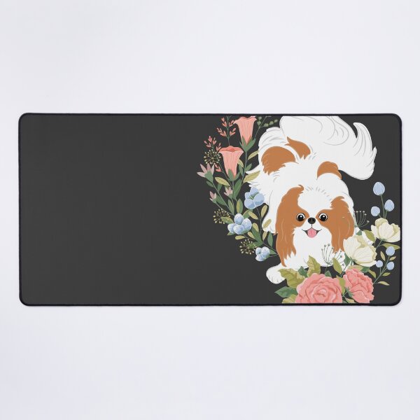 Item preview, Red White Japanese Chin and Flowers designed and sold by Lulupainting.