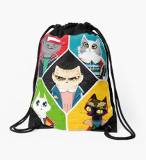 Stranger Cats Drawstring Bag