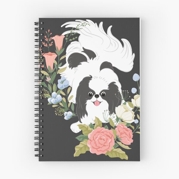 Item preview, Black White Japanese Chin and Flowers designed and sold by Lulupainting.