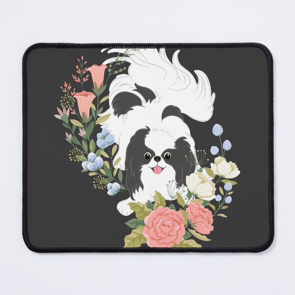 Item preview, Black White Japanese Chin and Flowers designed and sold by Lulupainting.