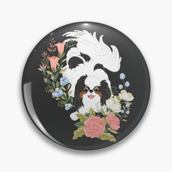 Item preview, Tri Color Japanese Chin and Flowers designed and sold by Lulupainting.