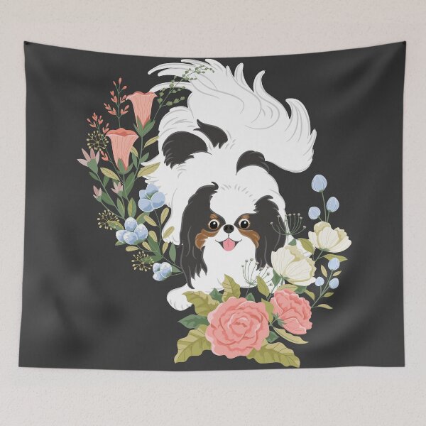 Item preview, Tri Color Japanese Chin and Flowers designed and sold by Lulupainting.