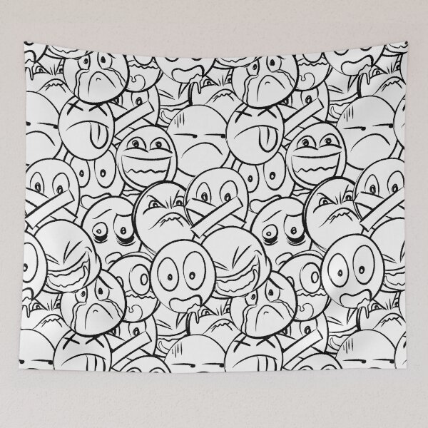 Item preview, Emoji Pattern (Black and White) designed and sold by DiHK.