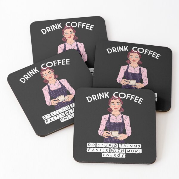 Item preview, Drink Coffee! Do Stupid Things Faster with More Energy - Retro Woman designed and sold by slicksdesigns.