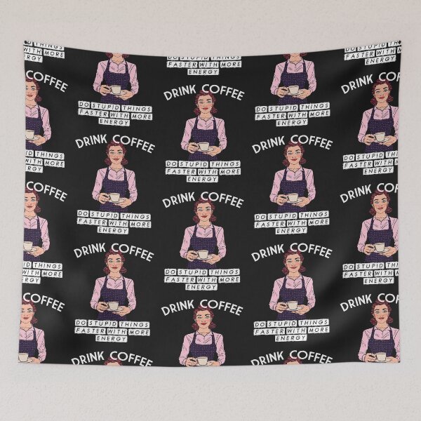Item preview, Drink Coffee! Do Stupid Things Faster with More Energy - Retro Woman designed and sold by slicksdesigns.