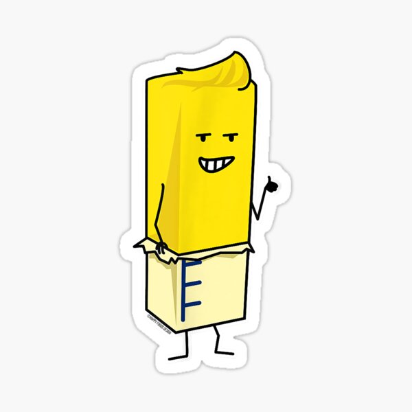 "Buttered Buttery Stick of Butter Happy Thumbs Up TShirt" Sticker by klausqbp Redbubble