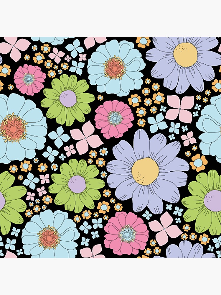 Thumbnail 3 of 3, Sticker, Retro Floral Posters and Art Prints designed and sold by CrystalSmi3410.