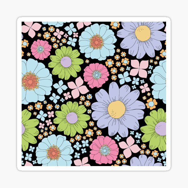 Retro Floral Posters and Art Prints Sticker