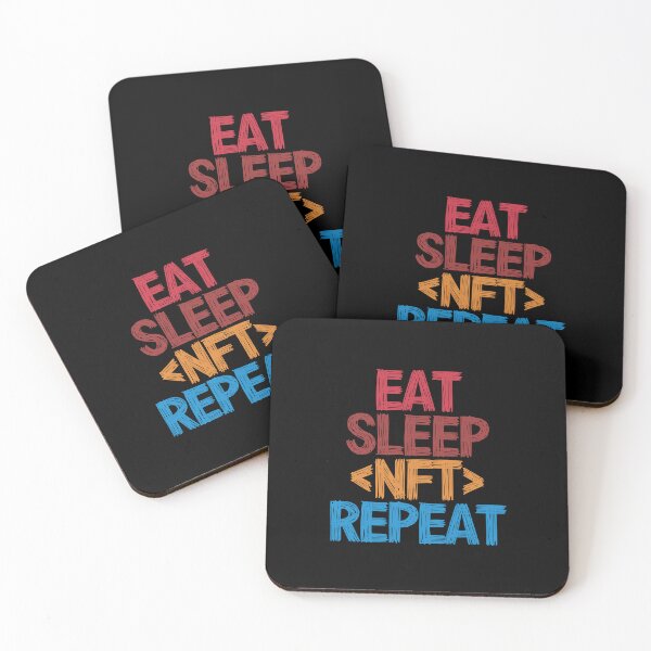 Item preview, Eat Sleep NFT Repeat - Funny Retro Vintage Colors Typography Satire designed and sold by FunnyHomeQuotes.