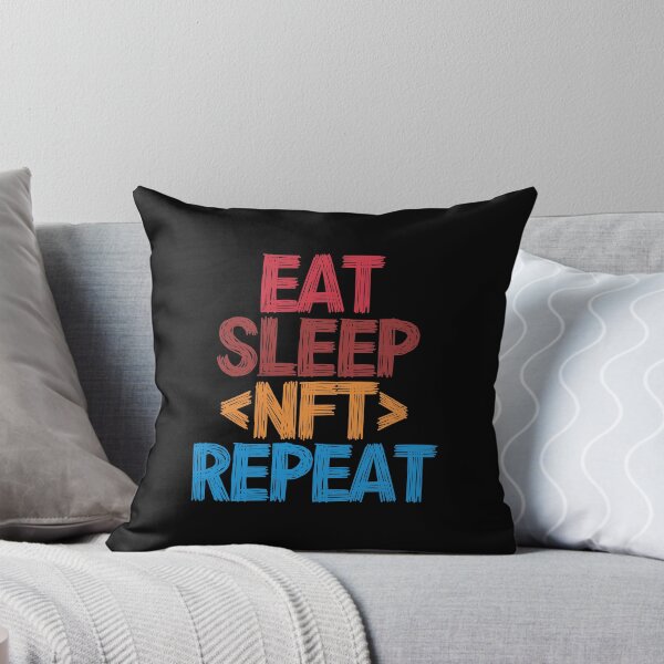 Item preview, Eat Sleep NFT Repeat - Funny Retro Vintage Colors Typography Satire designed and sold by FunnyHomeQuotes.