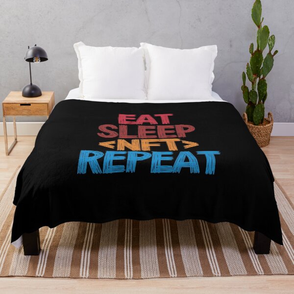 Item preview, Eat Sleep NFT Repeat - Funny Retro Vintage Colors Typography Satire designed and sold by FunnyHomeQuotes.