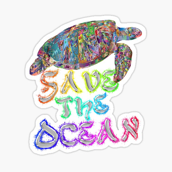 Save The Ocean - Turtle - Rainbow Sticker