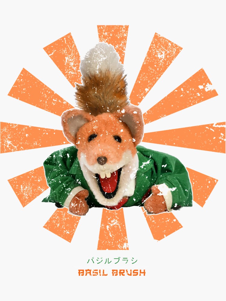 "Basil Brush Retro Japanese Essential " Sticker for Sale by UndergroundVend Redbubble