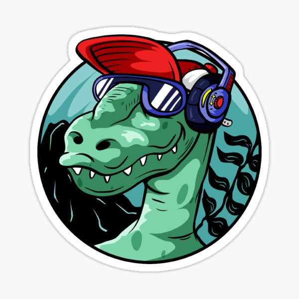 dinosaur with headphones