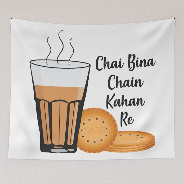 Item preview, Chai Bina Chain Kahan Indian Tea Cup Glass Biscuits designed and sold by alltheprints.
