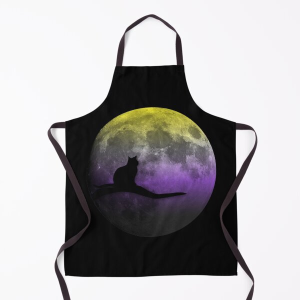 Item preview, Non Binary flag on moon cat National Moon Day designed and sold by GraphismNinja.