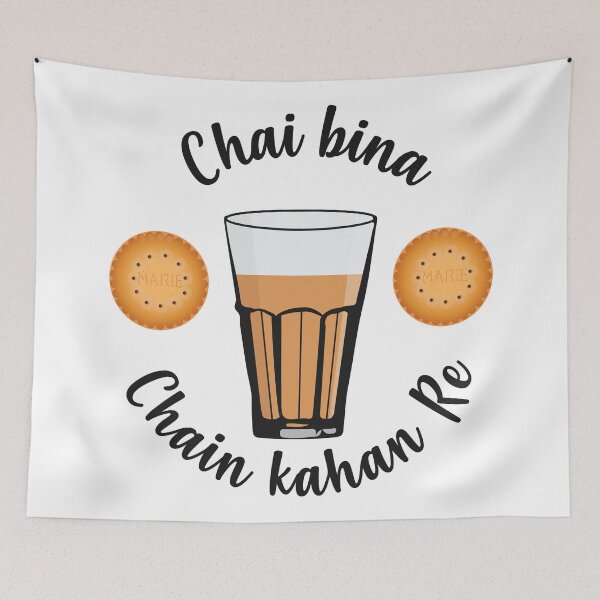 Item preview, Chai Bina Chain Kahan Indian Tea Cup Glass Biscuits designed and sold by alltheprints.