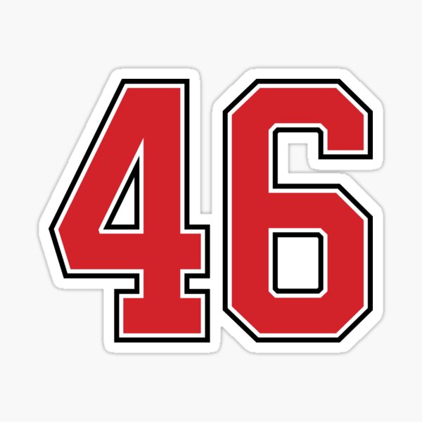 Sports Number 46 Red Black Color Lucky Sport Forty Six Sticker By